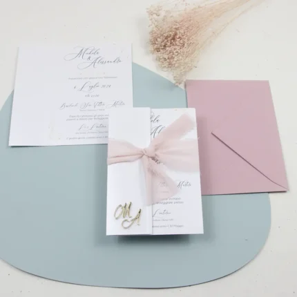 Partecipazioni matrimonio con iniziali plexiglass