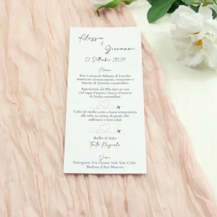 menu matrimonio modello aereo