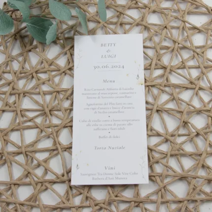 menu matrimonio modello fiori pastello