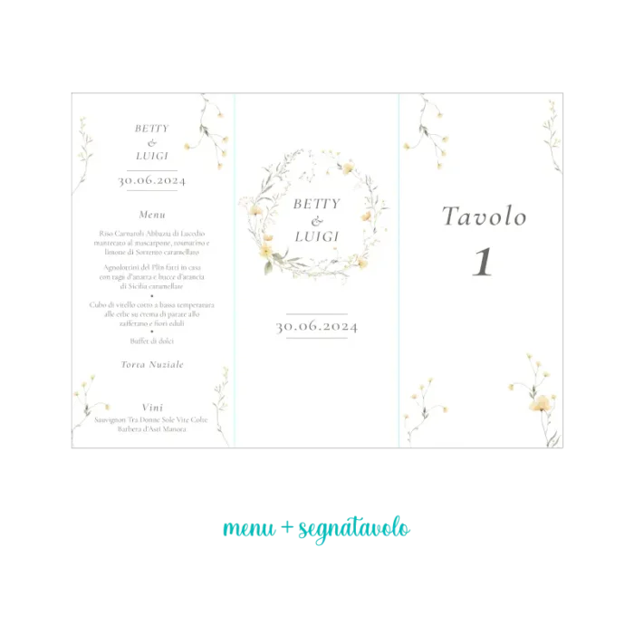 menu segnatavolo fiori gialli menu segnatavolo fiori gialli