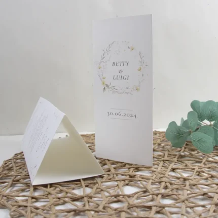 menu segnatavolo modello fiori gialli