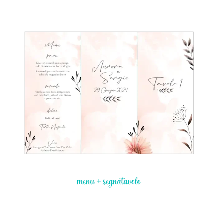 menu segnatavolo pastello