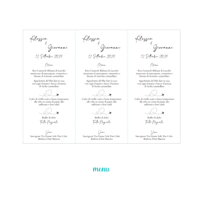 menu triangolo aereo