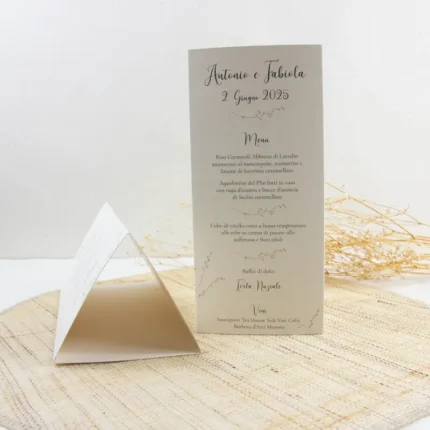 Menu triangolo modello fiori di campo