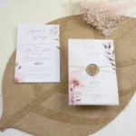 Partecipazione pastello con vellum e ceralacca