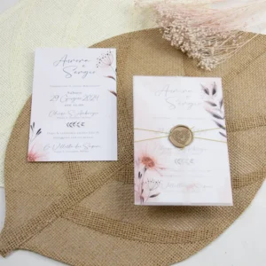 Partecipazione pastello con vellum e ceralacca