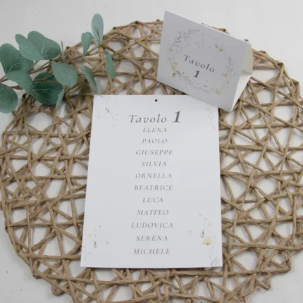 tableau e segnatavolo modello fiori gialli