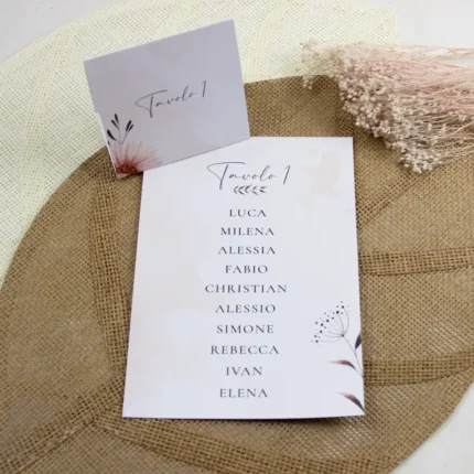 tableau e segnatavolo modello pastello