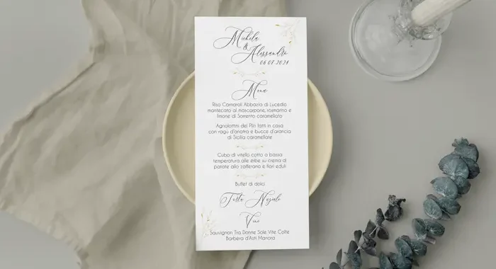 Home Page Menu da piatto matrimonio