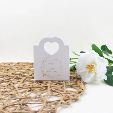 Scatoletta portaconfetti LOVE fiori gialli