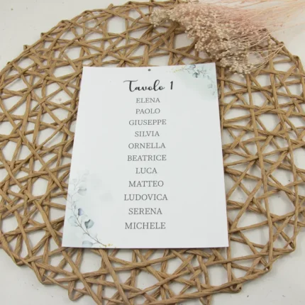 Menu triangolo modello eucalipto