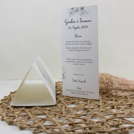 Menu triangolo modello eucalipto