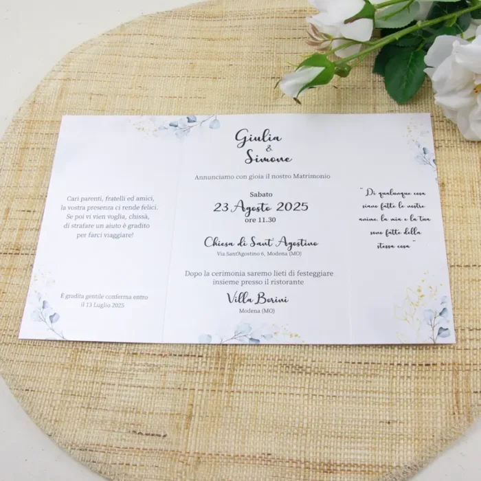 Partecipazione Betty interno modello eucalipto