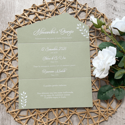 Partecipazione elegante verde salvia