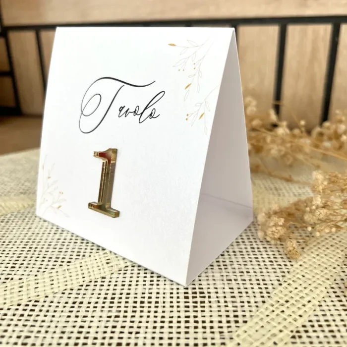 segnatavolo in carta e plexiglass