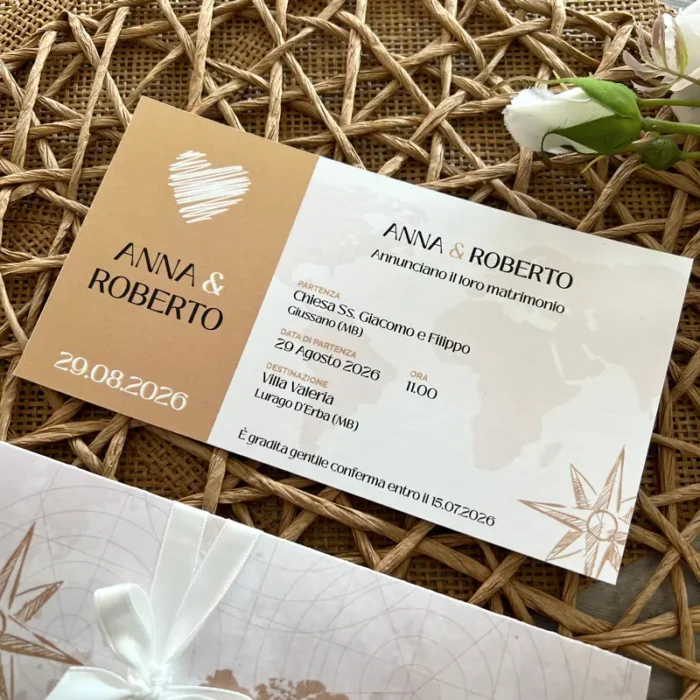 Partecipazione matrimonio tema viaggio