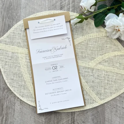 partecipazione elegante carta kraft