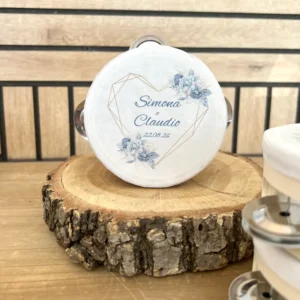 Tamburelli personalizzati - cuore e fiori blu tamburelli personalizzati cuore e fiori blu
