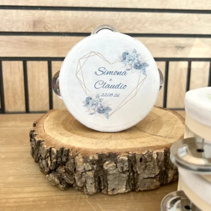 tamburelli personalizzati cuore e fiori blu