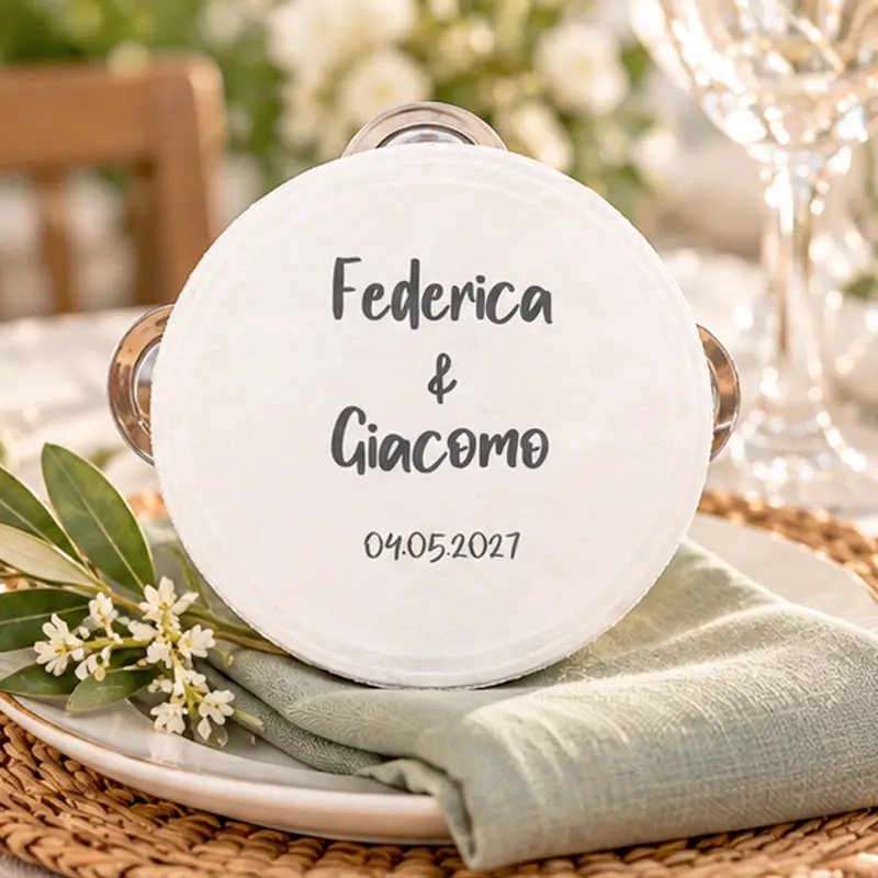 Tamburello segnaposto matrimonio moderno